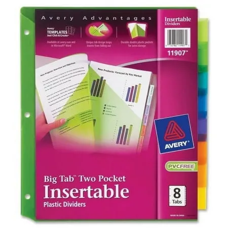 Avery Insertable Big Tab Plastic 2-Pocket Dividers