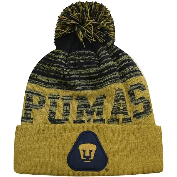 Pumas Liga Mexicana  Adult Unisex Team Colors Cuffed Beanie With Pom Pom