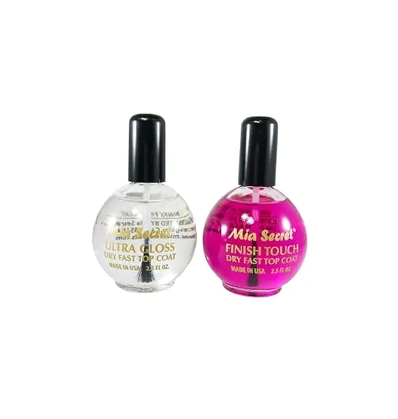 Mia Secret Ultra Gloss Dry Fast Top Coat 2.5 oz (B301)+ Finish Touch Dry Fast Top Coat 2.5oz (B305)