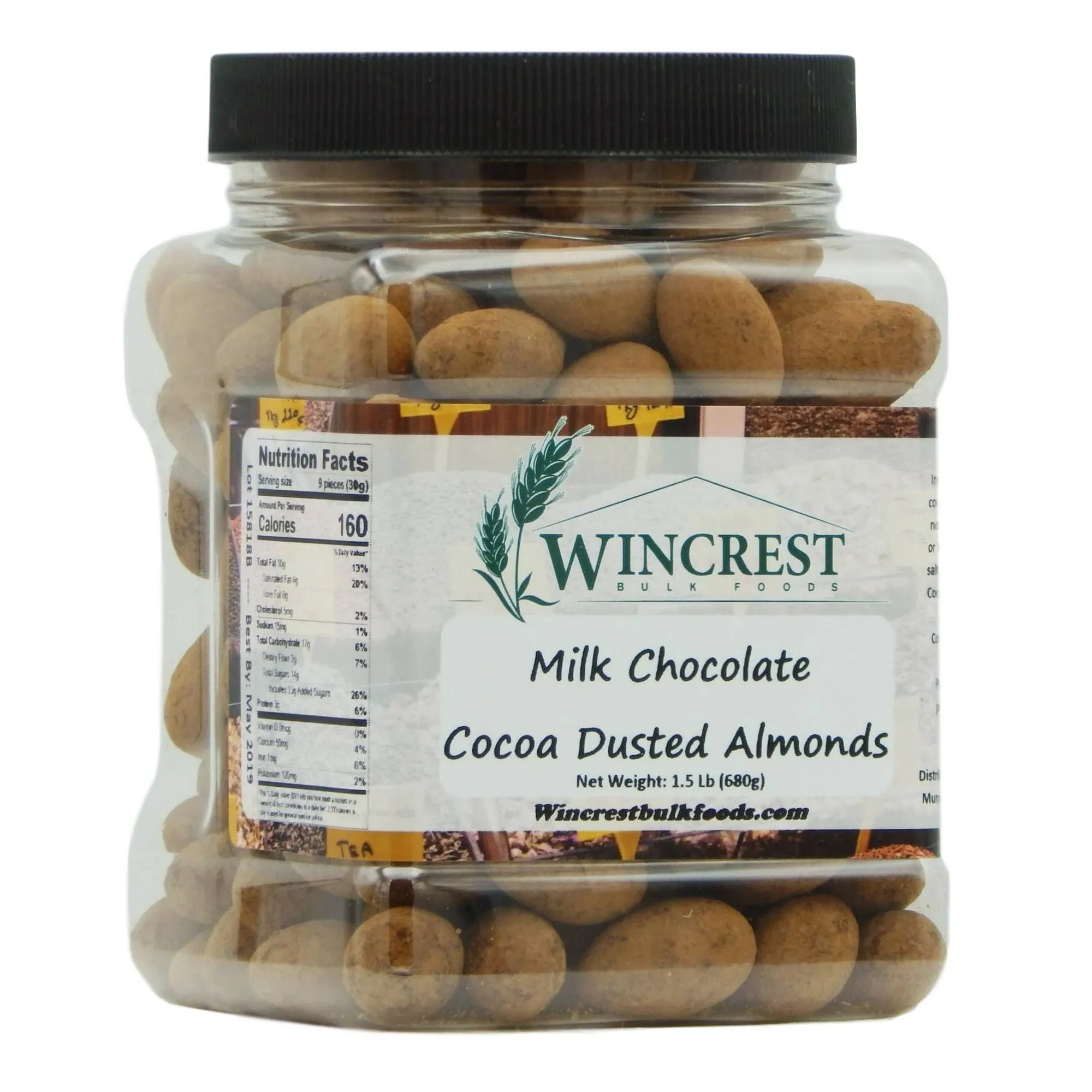 Wincrest Milk Chocolate Cocoa Dusted Almonds - 1.5 lb Tub