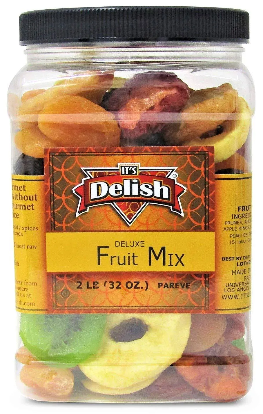 Dried Mixed Fruit with Prunes by It's Delish, 2 lbs 32 oz Jumbo Container | Snac