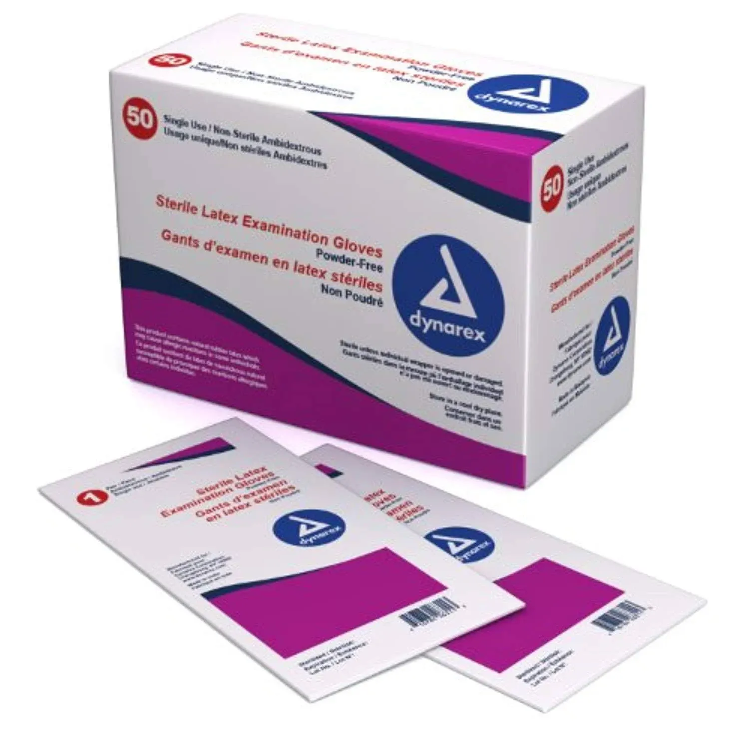 Dynarex Sterile Latex Exam Gloves, Powder-Free