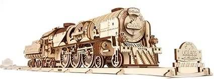 UGears V-Express Steam Train &amp; Tender Wooden 3D Model UGMUTG0045