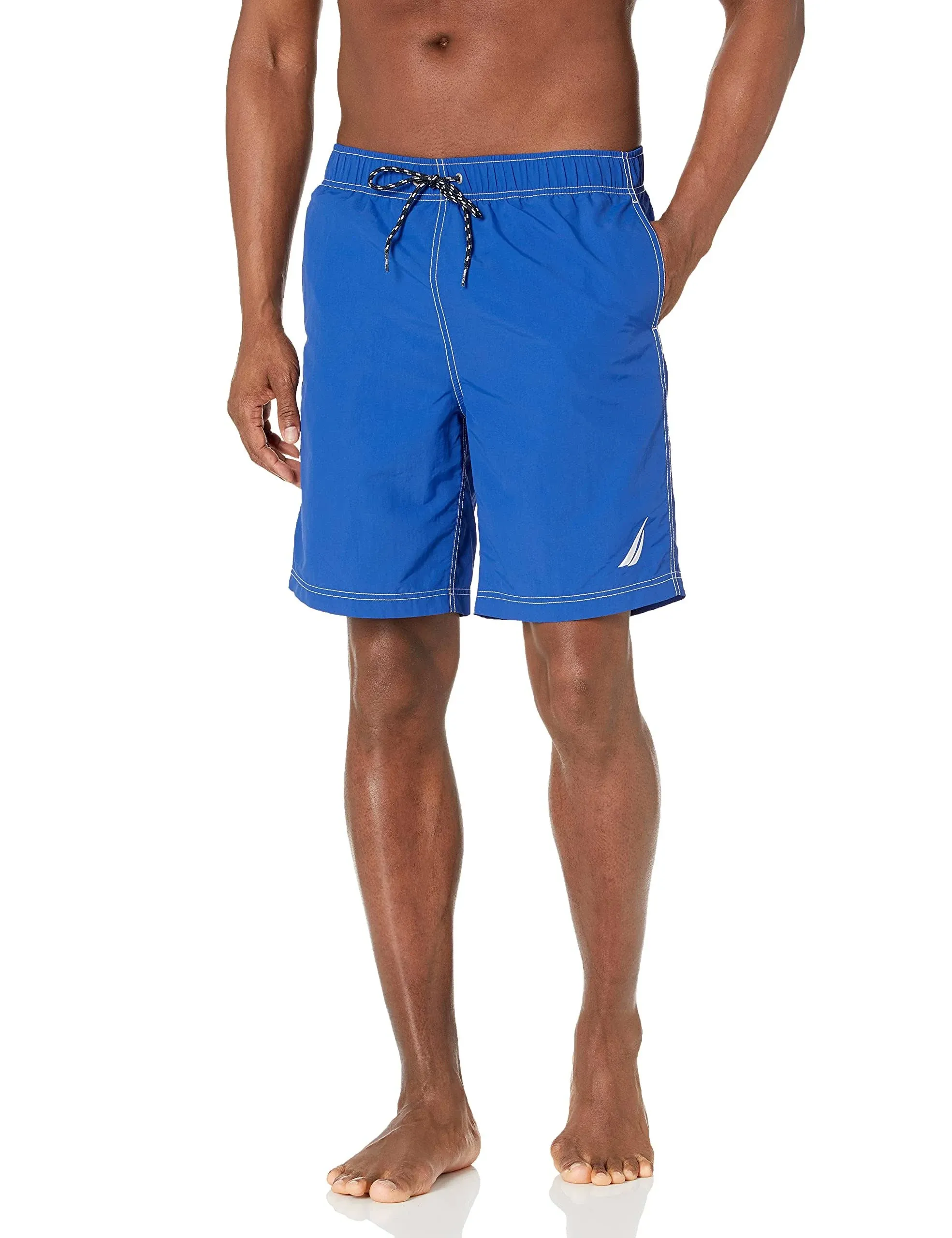 Nautica Men's Solid Quick Dry Classic Logo Swim Trunk