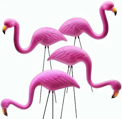 JOYIN Set of 6 Small Pink Flamingo Yard Ornament Stakes, Mini Lawn Plastic with