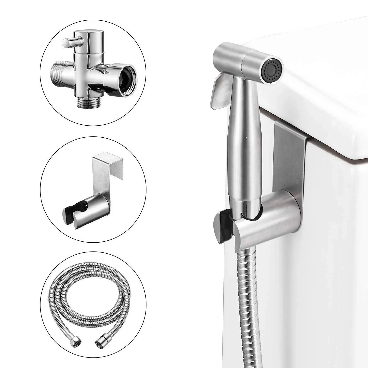 Clihome Brushed Nickel Toilet Mounted Handheld Bidet Sprayer Lowes.com