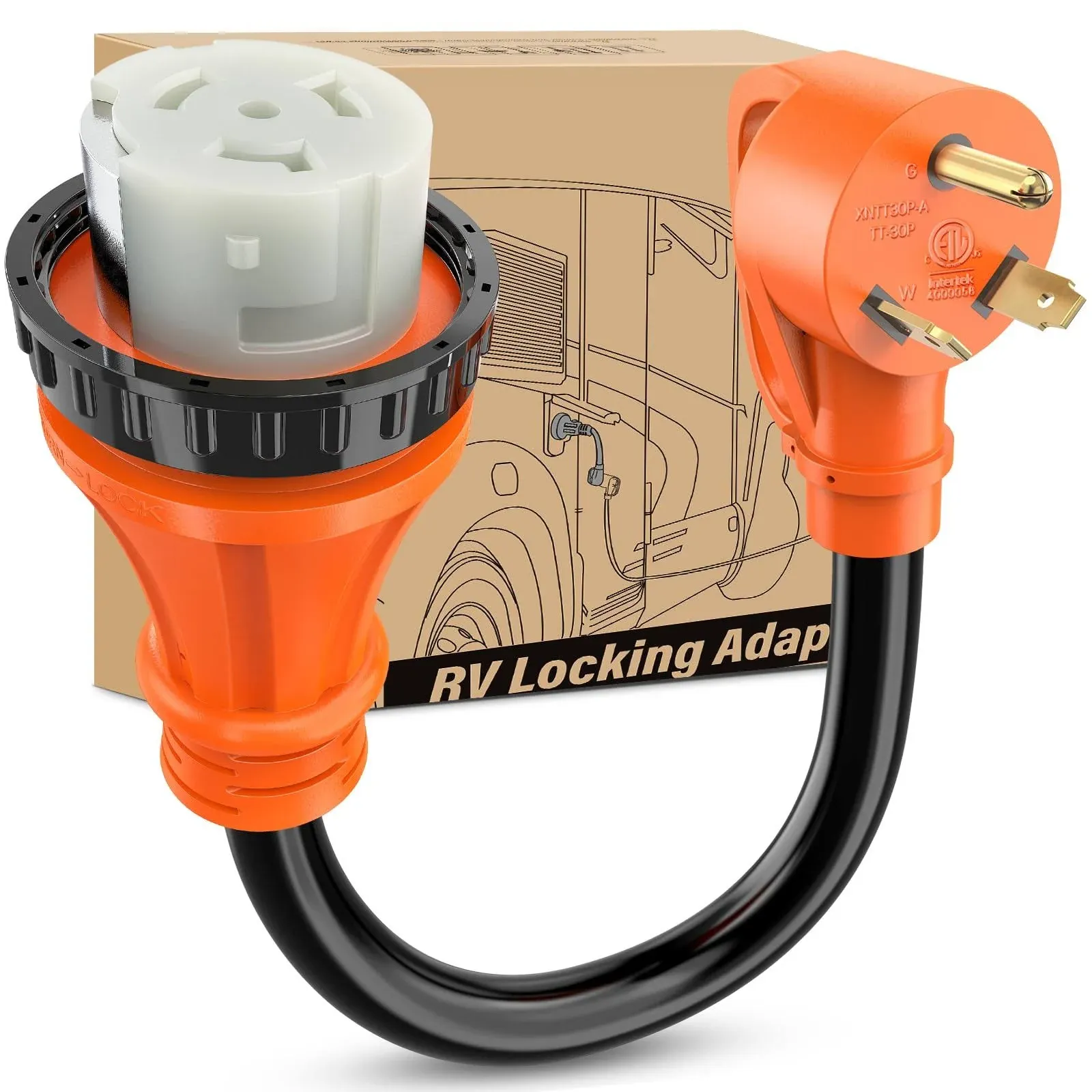 Nilight RV Locking Adapter Cord 30 Amp to 50 Amp Pure Copper Heavy Duty