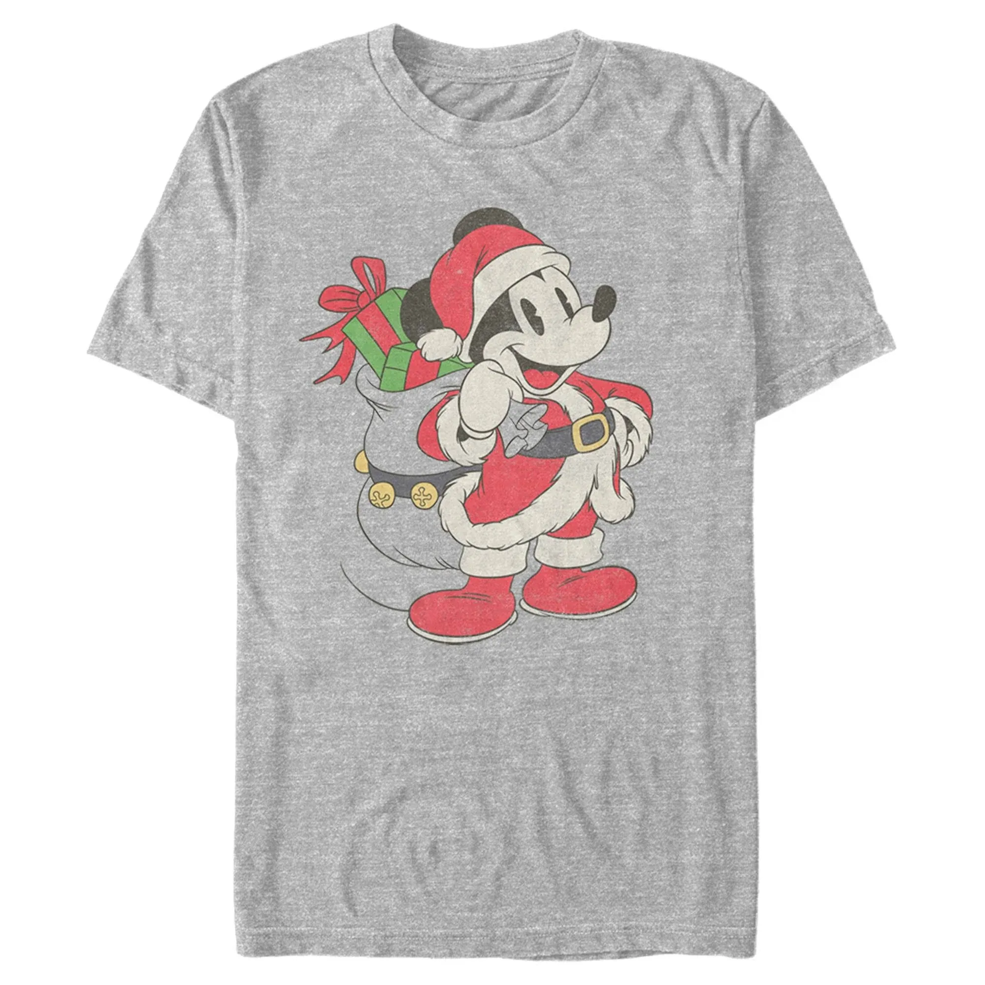 Mickey & Friends Men's Santa Mouse T-Shirt Gray