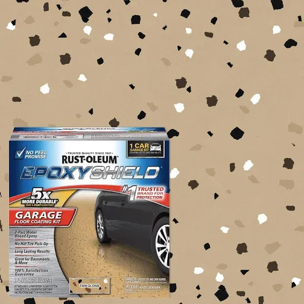 Rust-Oleum 261846 EPOXYSHIELD Garage Floor Coating, 2.5 Car Kit, Tan