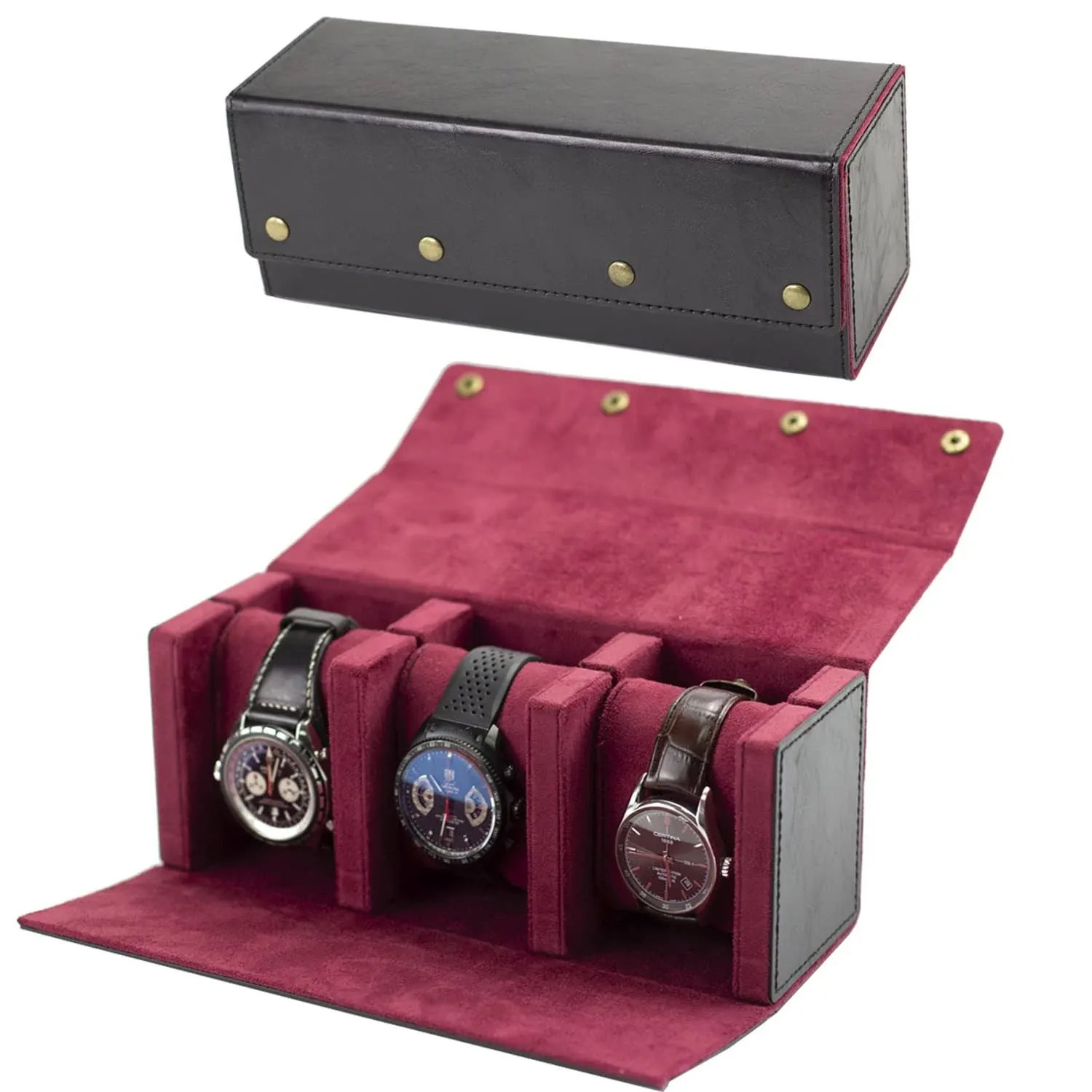 Vovotuzzi Watch Travel Case for Men -Leather Watch Roll Travel Case Luxurious...