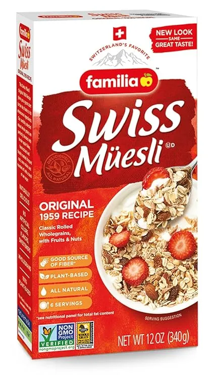 Familia Swiss Muesli Cereal, Original Recipe with Fruit and Nuts - Enjoy Hot, Cold or as Overnight Oats, 12 oz (Pack of 1)