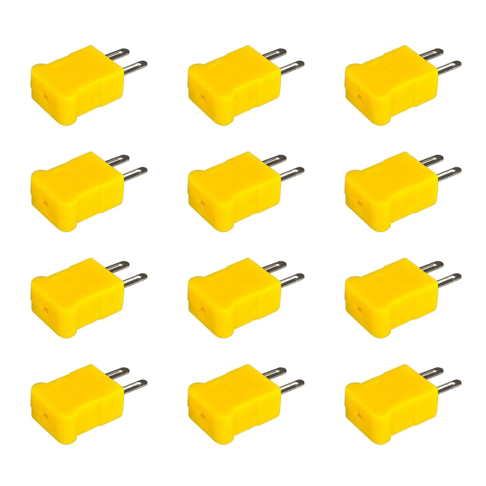 12 pcs Mini Plastic 2-Pin K-Type Male Thermocouple Wire Connector, Cable Connector Wire Plugs Yellow