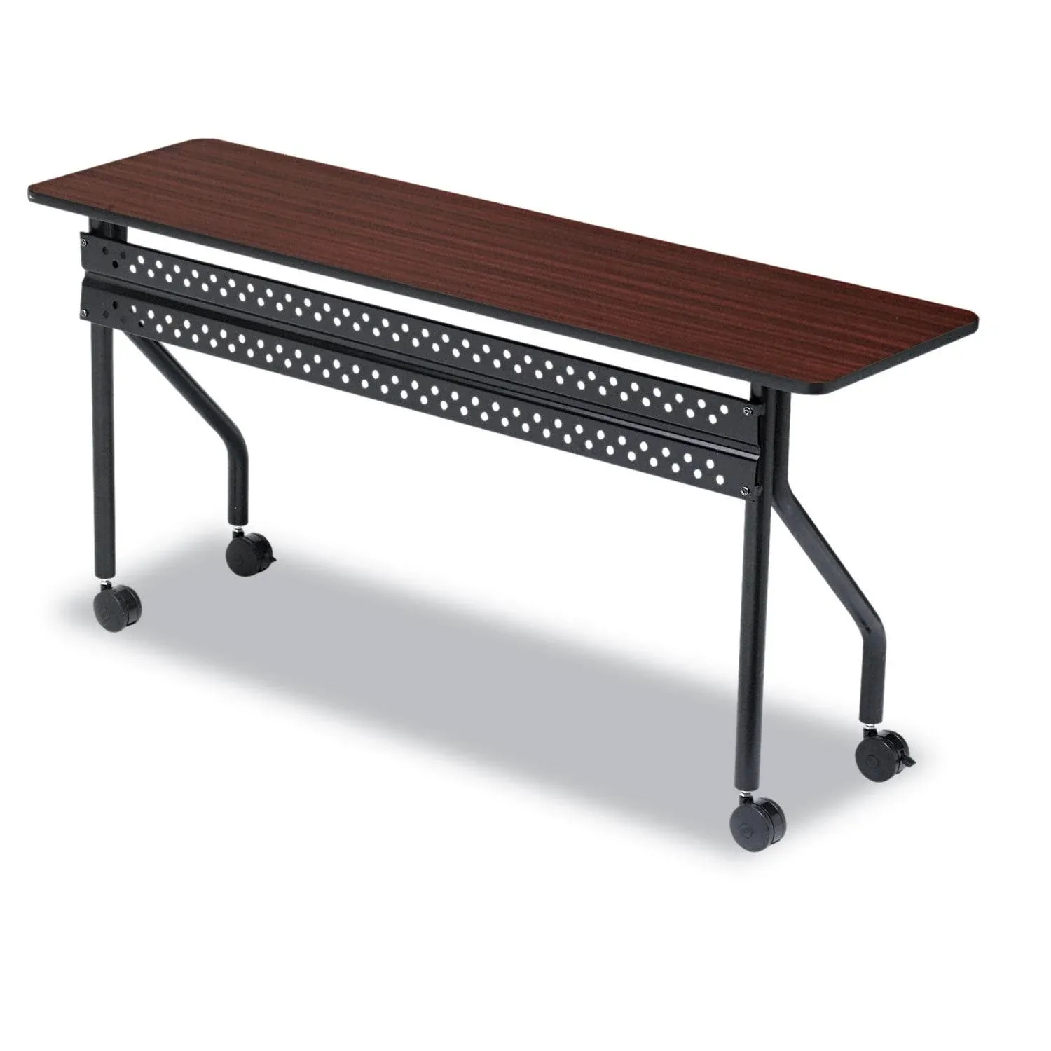 Iceberg OfficeWorks Mobile Training Table, Rectangular, 60" x 18" x 29", Mahogany/Black