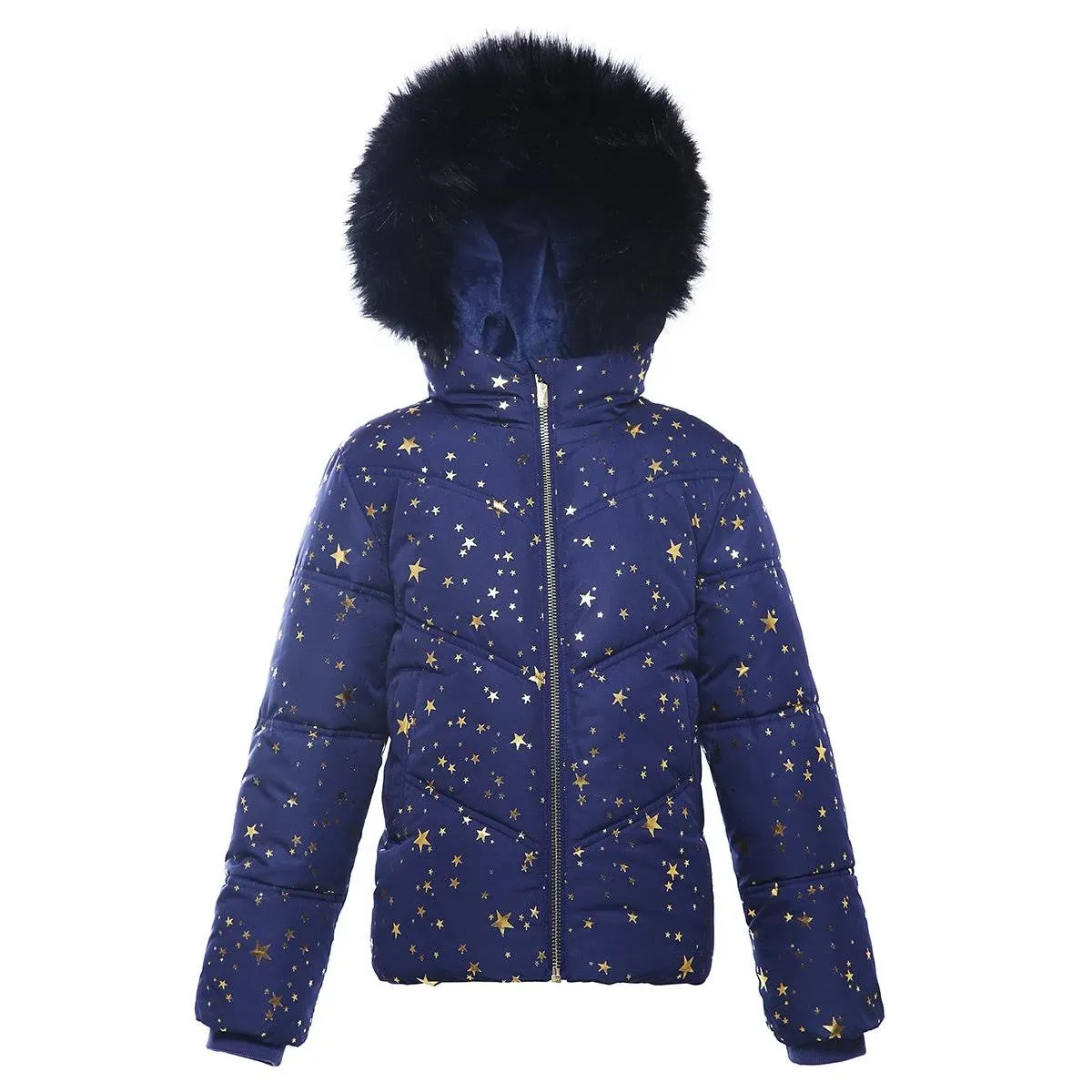 Rokka&Rolla Girls' Heavyweight Puffer Jacket Quilted Winter Coat with Hooded Faux Fur