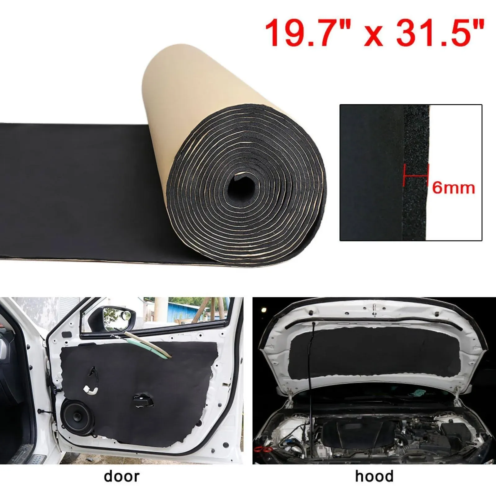 Uxcell 236mil 6mm Audio Stereo Sound Acoustic Noise Absorbing Dampening Mat 19.7 ...