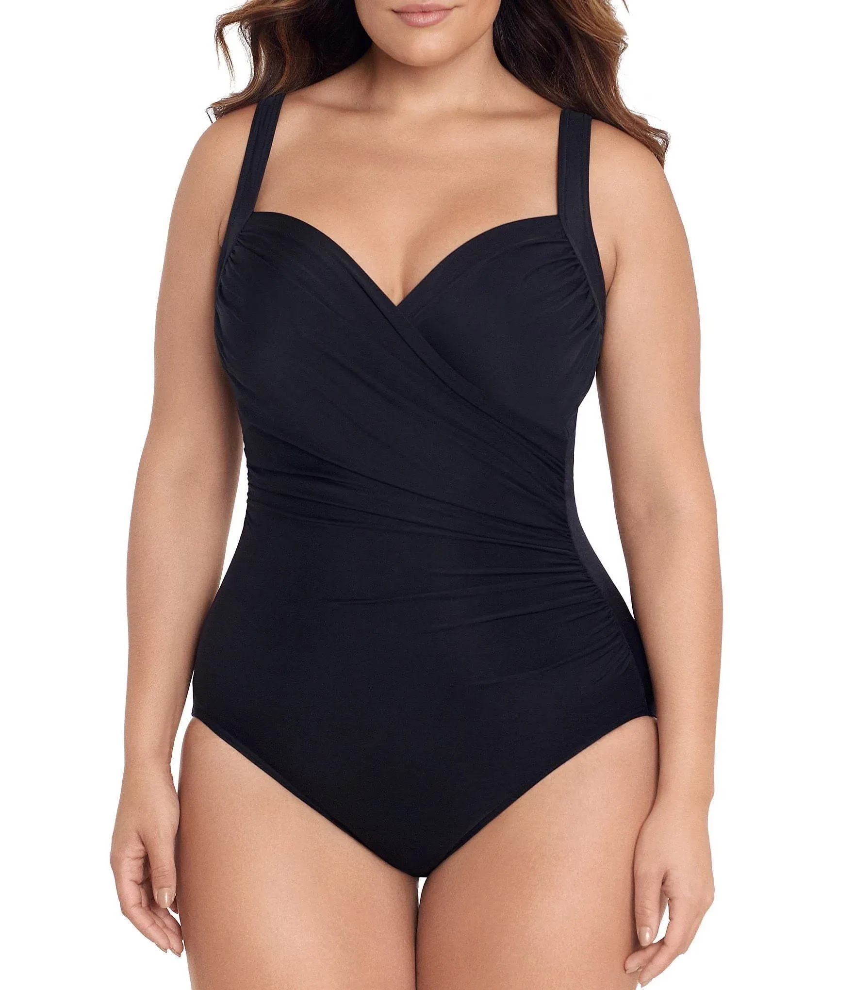 Miraclesuit Women's Plus Size Swimwear Solid Sanibel Sweetheart Neckline One Piece Swimsuit