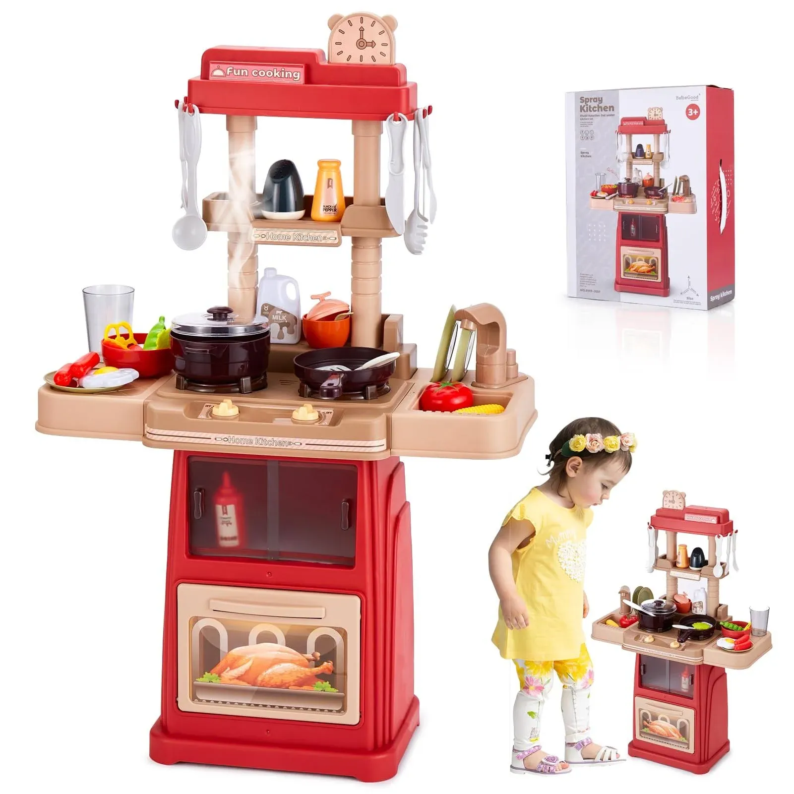 Micmac Kids Kitchen Playset, 47 PCS 25 Inch Kitchen Toy Set for Toddlers, Toy...