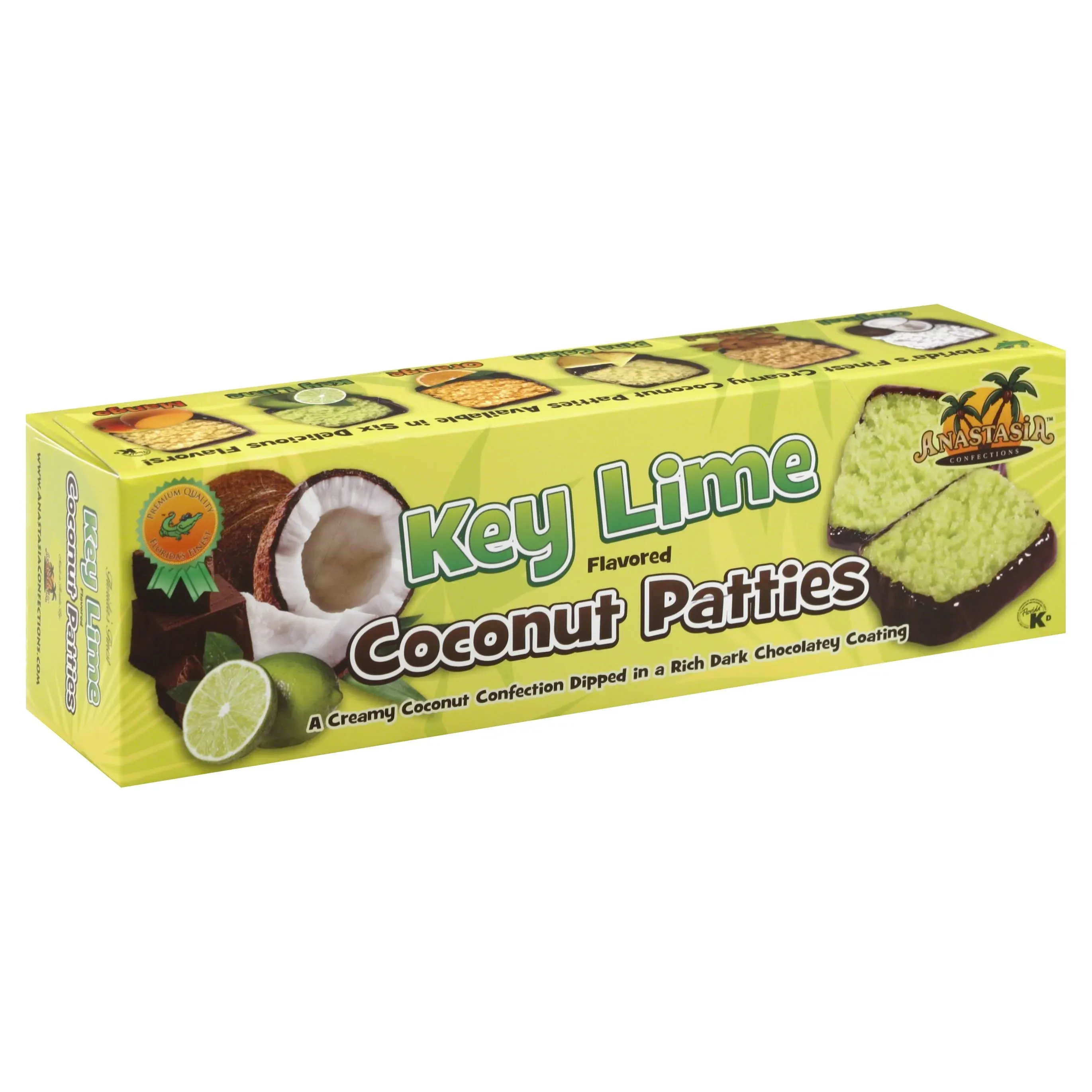 Anastasia Confections Key Lime Flavor Coconut Patties,net wt 12 OZ