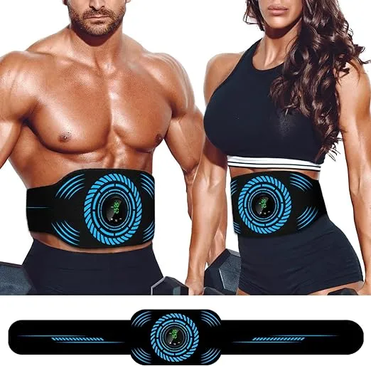 XENGUAN ABS Stimulator, Ab Machine, Abdominal Toning Belt Home Office Fitness Workout Equipment for Abdomen Ab Stimulator for Men and Women Blue