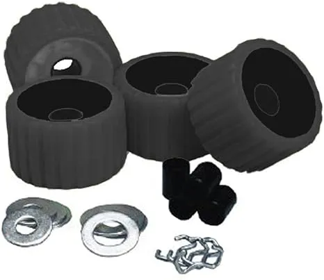 C.E. Smith Ribbed Roller Replacement Kit - 4 Pack - Black - 29210