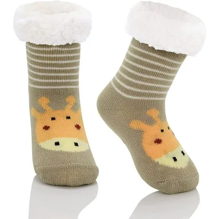 SeeyAN Kids Boy Girl Soft Thick Warm Slipper Socks Winter Fleece Fuzzy Non-Skid Children Home Socks