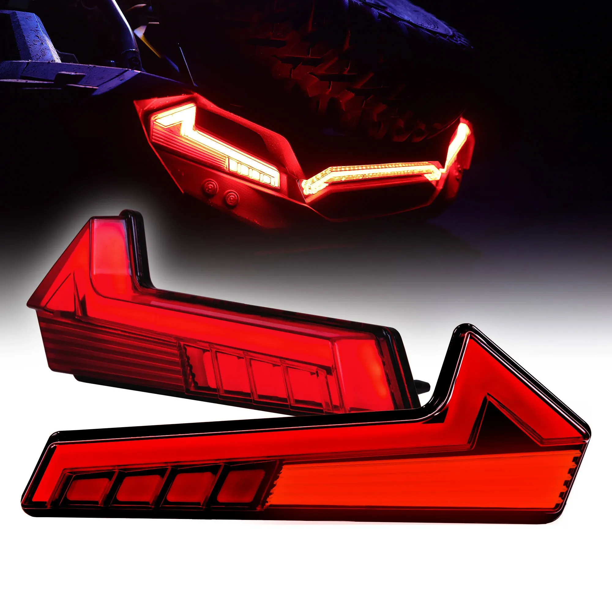 TRUE MODS LED Tail Brake Light for 2017-2022 Polaris RZR XP 1000 Turbo [Thunder Design] [DOT-Rated] Sportsman 570 850 1000 Taillight - Smoked