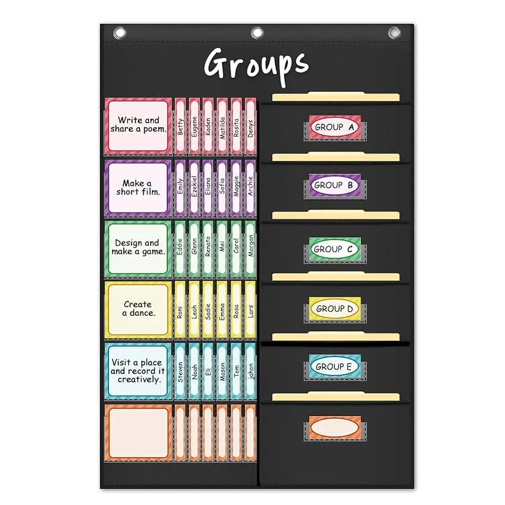 Eamay Small Group Management Pocket Chart with 84 Cards to Keep Small Groups ...