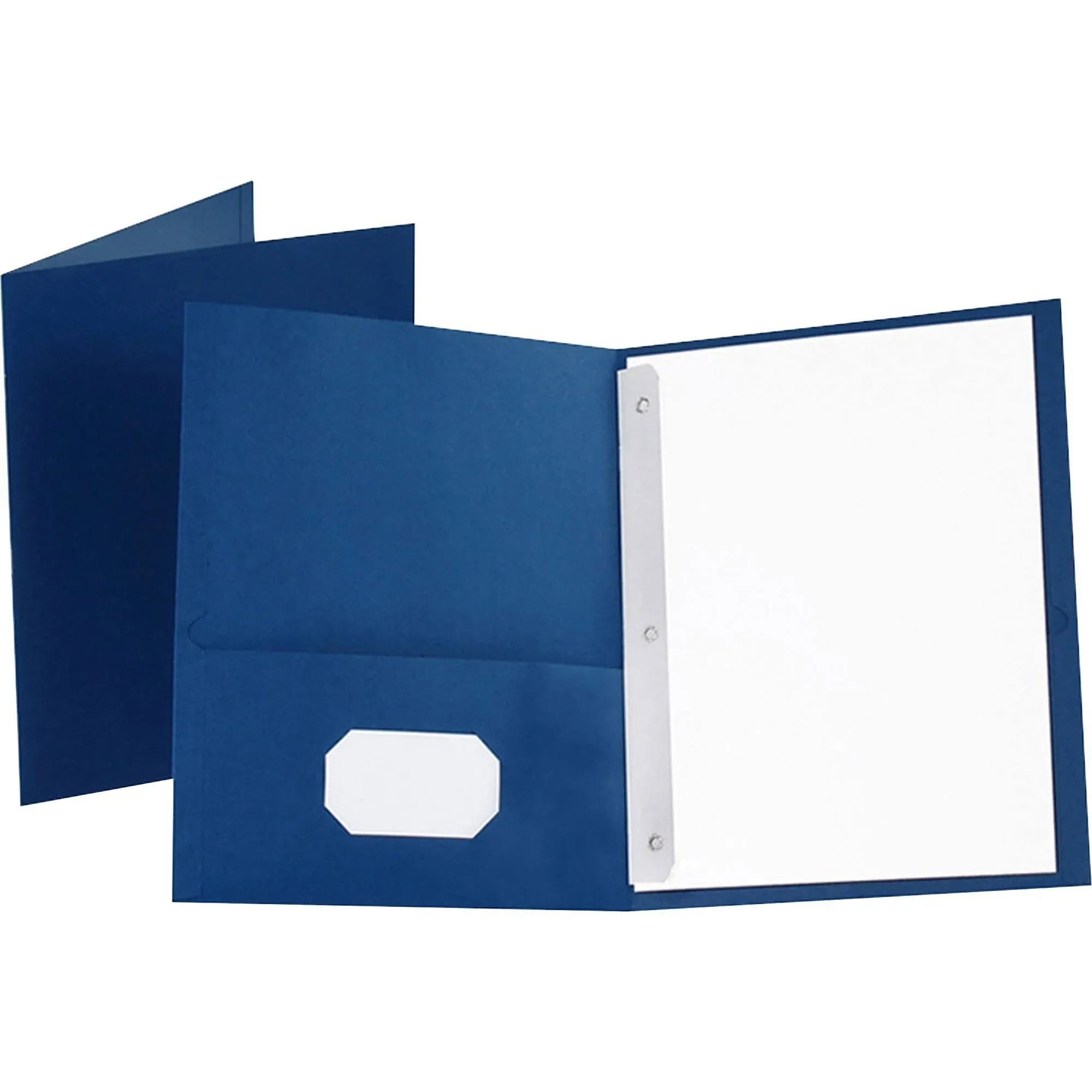 Oxford Twin-Pocket Folders With 3 Fasteners, Letter, 1/2" Capacity, Blue, 25/box