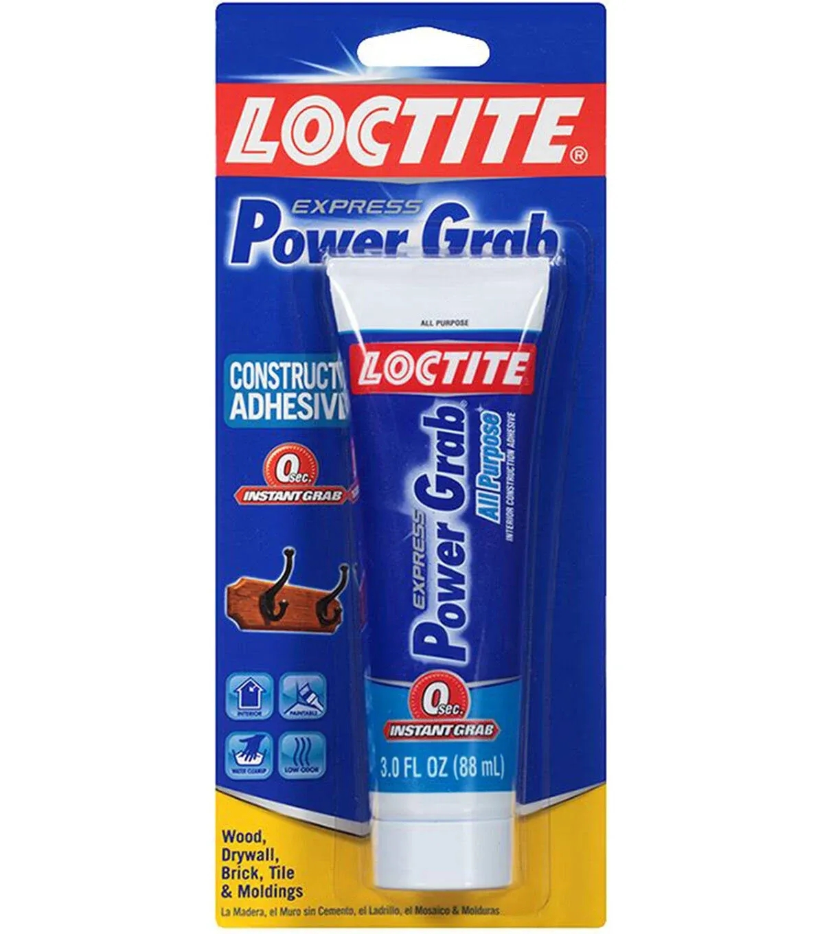 Loctite Power Grab Express Heavy Duty Construction Adhesive, Versatile Construction Glue for Wood, Wall, Tile, Foam Board & More - 9 fl oz Cartridge, Pack of 4