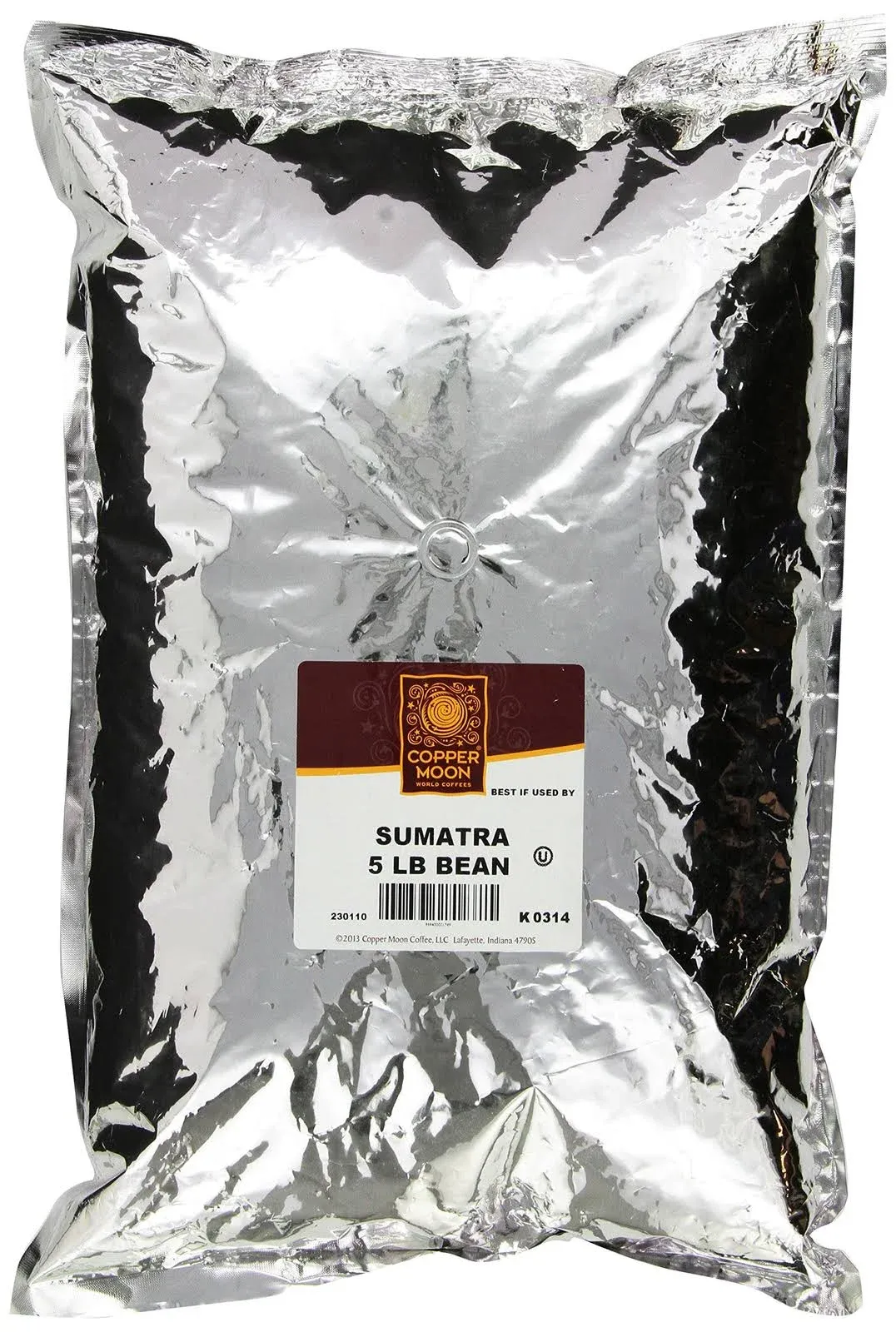 Copper Moon Sumatra, Whole Bean Coffee, 5 Pound Bag, Dark Roast Coffee with and