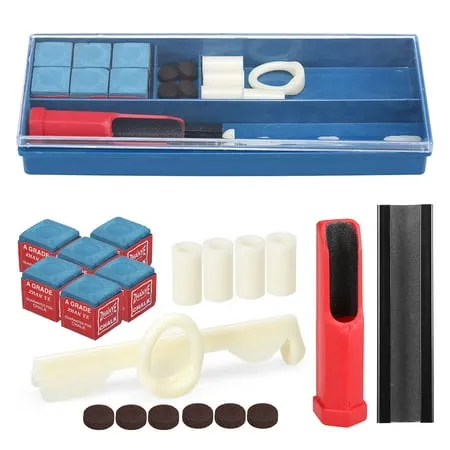 20-IN-1 Billiard Kit Cue Tool Billiard Chalk Pool Cue Tips Cue Stick Ferrules Cue Clamp Cue Trimmer Included