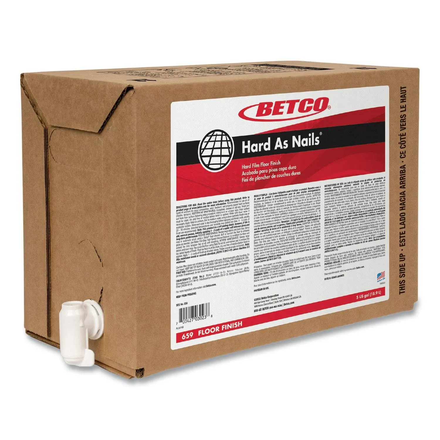 Betco 6590500 Hard As Nails 5 Gallon Floor Finish