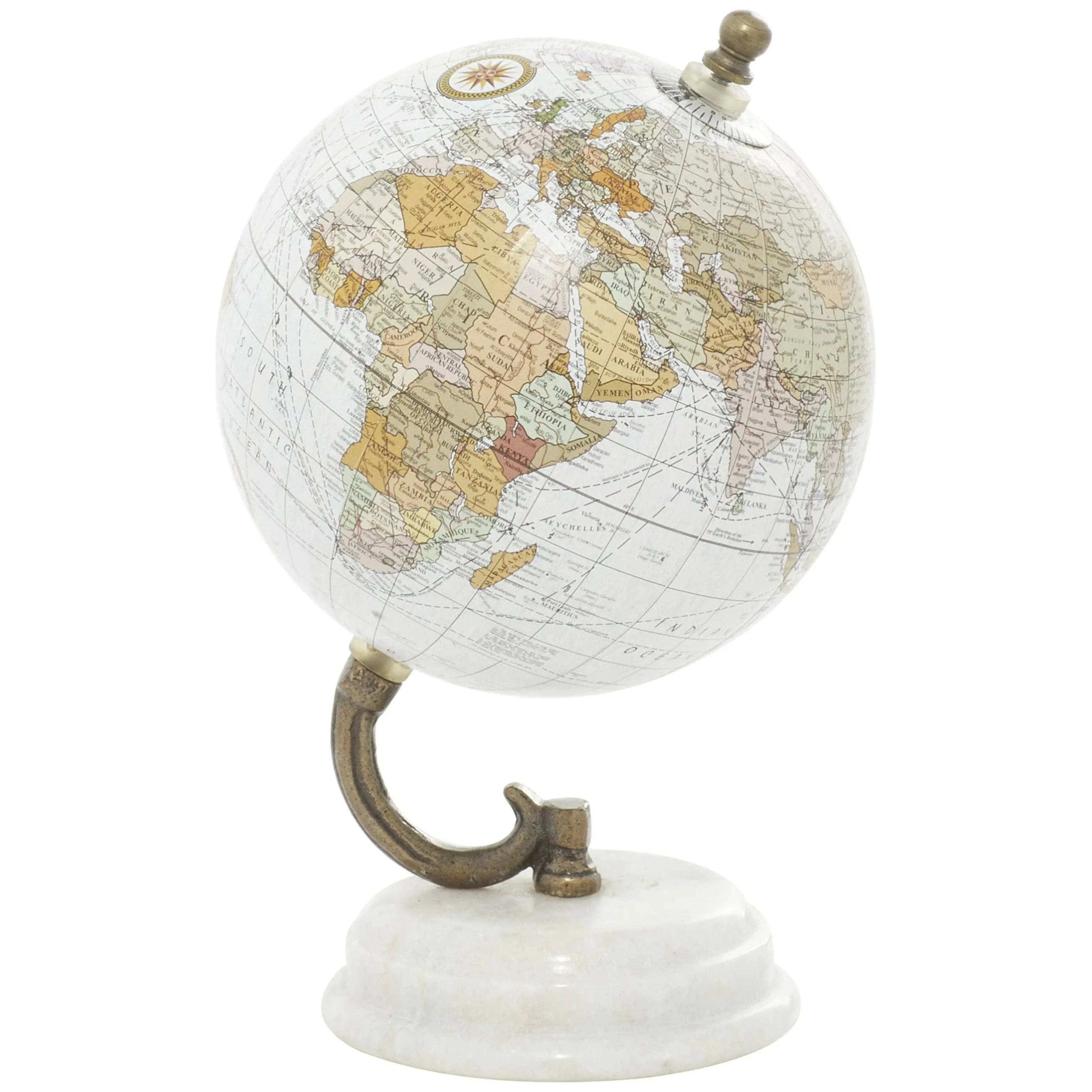 Deco 79 Marble Globe, 5" x 5" x 8", White