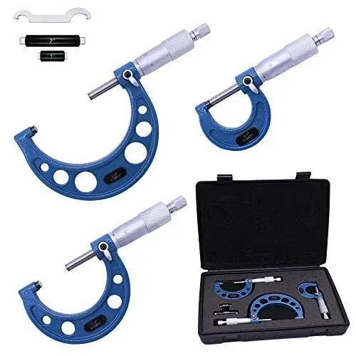 Outside Micrometer Set 0-3" - BEGOOTION High Quality Outside Metric Micrometer,0.0001" Graduation Premium Precision Machinist Tools 3pcs