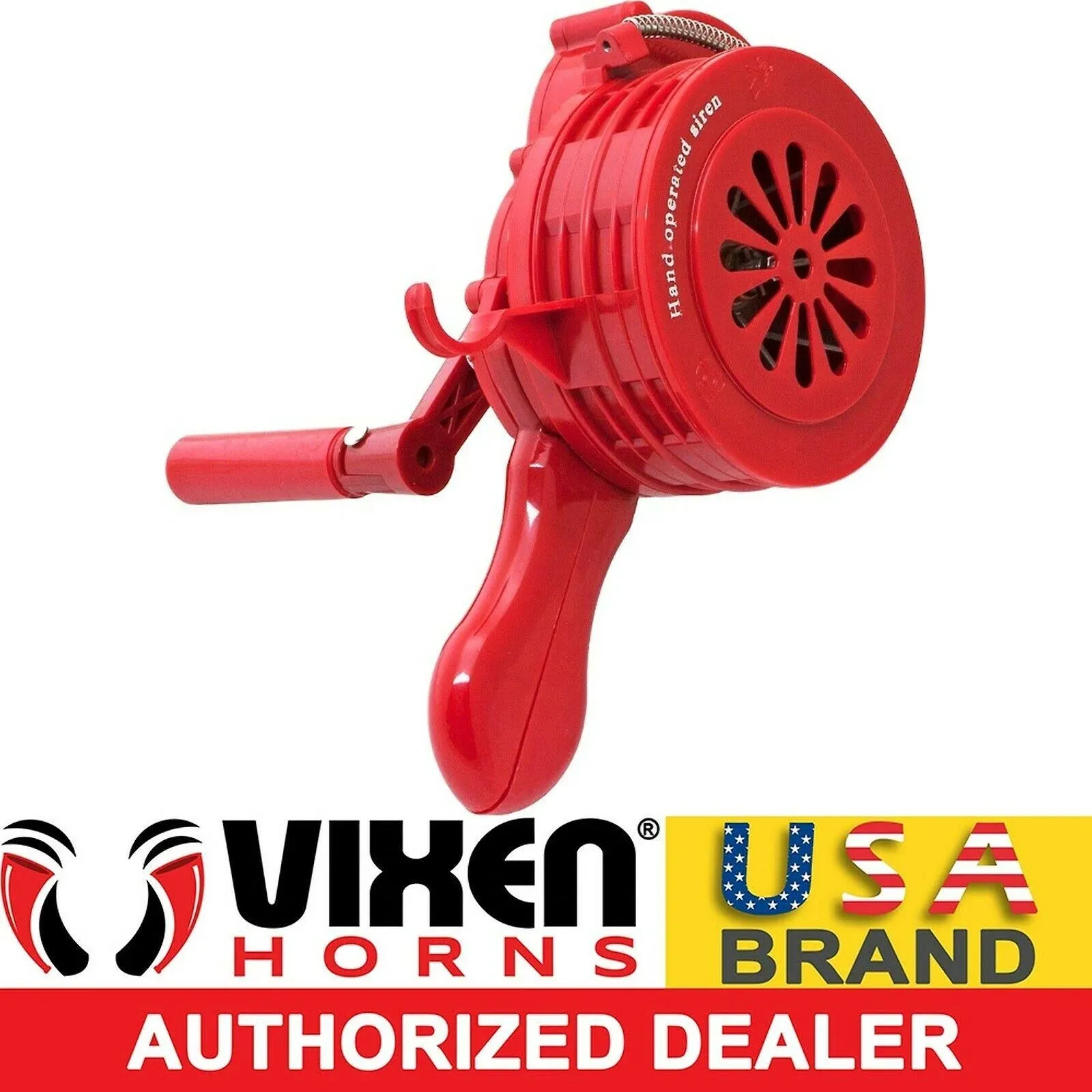 Vixen Horns Hand Crank Siren, Loud Portable Air-raid Hand Held Siren, Manual Operated Siren Horn, Handheld Fire Alarm Tornado Air Raid Siren (Plastic), VXS-1000P