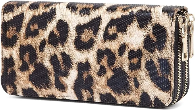 New. No Tag Cheetah Print Wallet Detachable Strap For Crossbody - Two Sides Zip