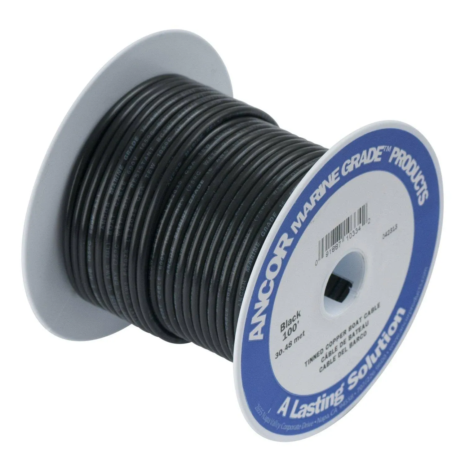 "Ancor Black 8 AWG Tinned Copper Wire - 250'"