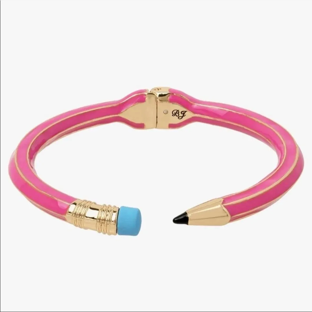 NEW Betsey Johnson Pink Pencil Hinged Bangle Bracelet