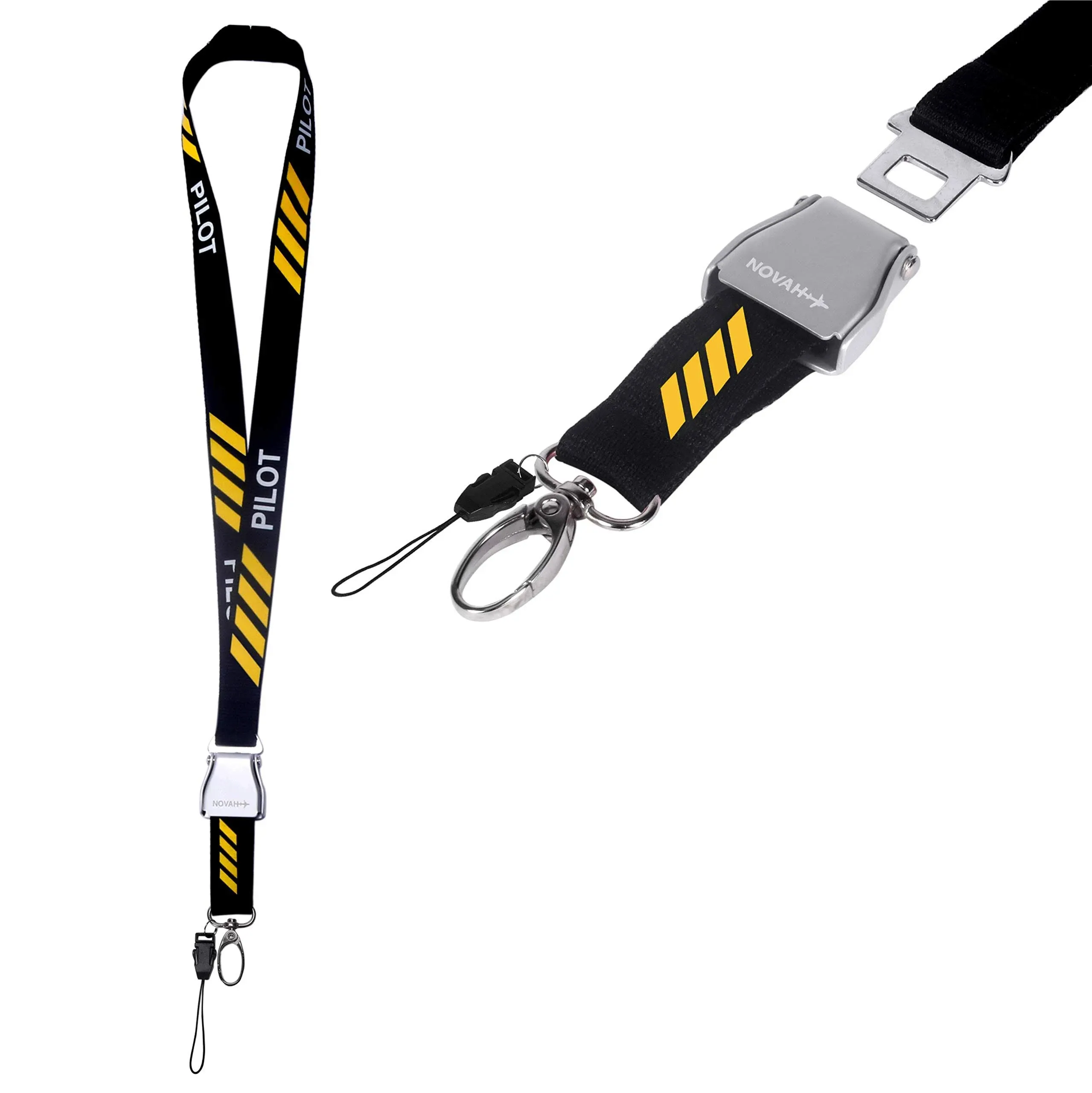 4 Stripe Yellow and Black Lanyard