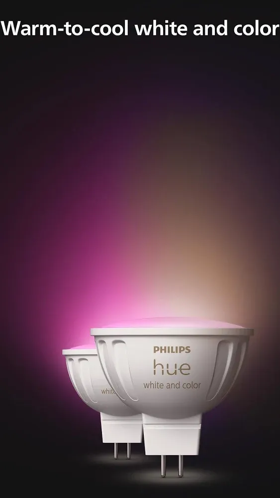 Philips Hue MR16 Smart LED Bulb White and Color Ambiance (2 Pack)