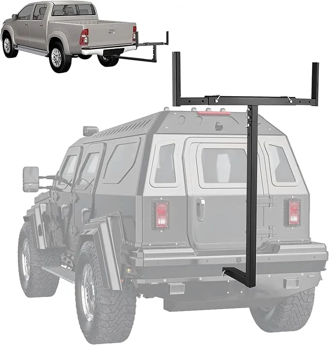 Carry-On Trailer Universal Steel Truck Bed Extender | Extend Bed by 4+ft, Multi-Use Rack for Ladder, Canoe, Kayak, Tent | Hitch Mounted in Black