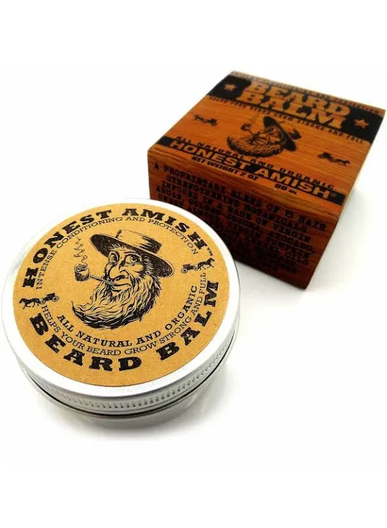 Honest Amish Beard Balm Leave-in Conditioner - Made with only Natural and Organic Ingredients - 2 Ounce Tin