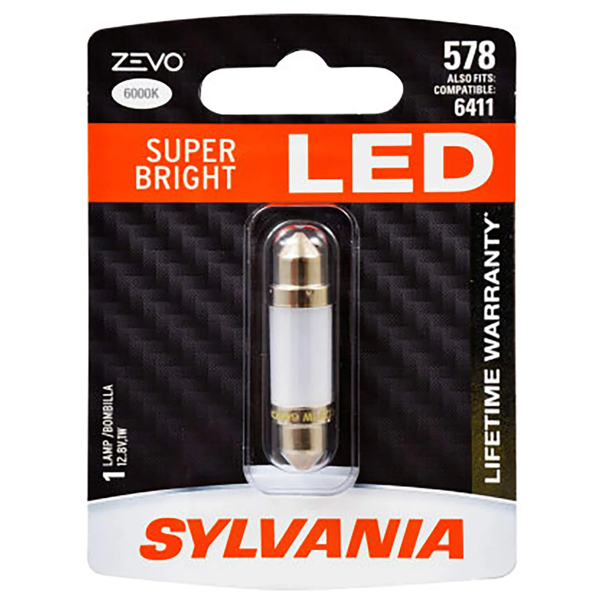 Sylvania ZEVO LED Light 578 White 6000K One Bulb Trunk Cargo Replacement Stock