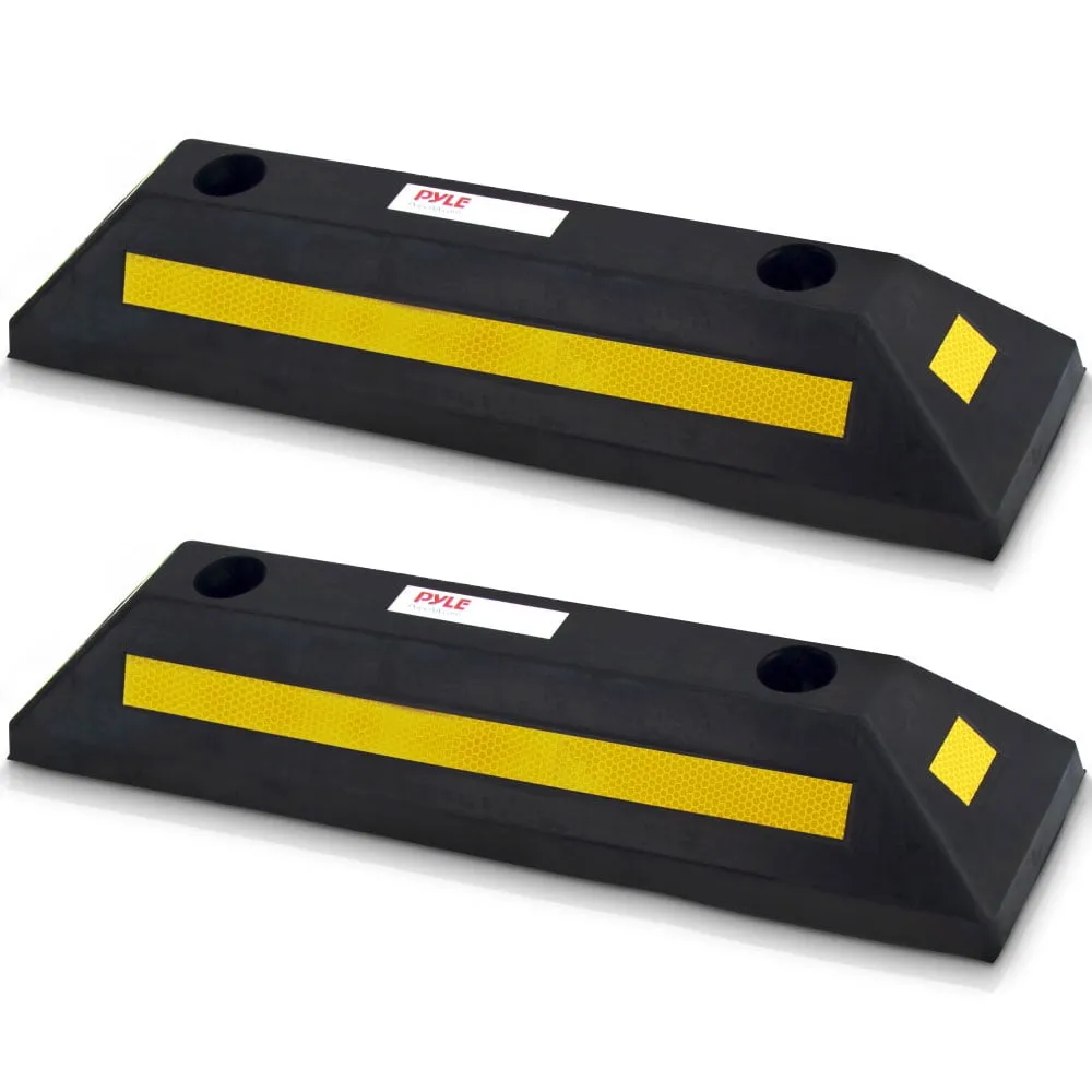 Pyle PCRSTP22 22" Car/Truck Vehicle Driveway Parking Wheel Stop Block (2 Pack)