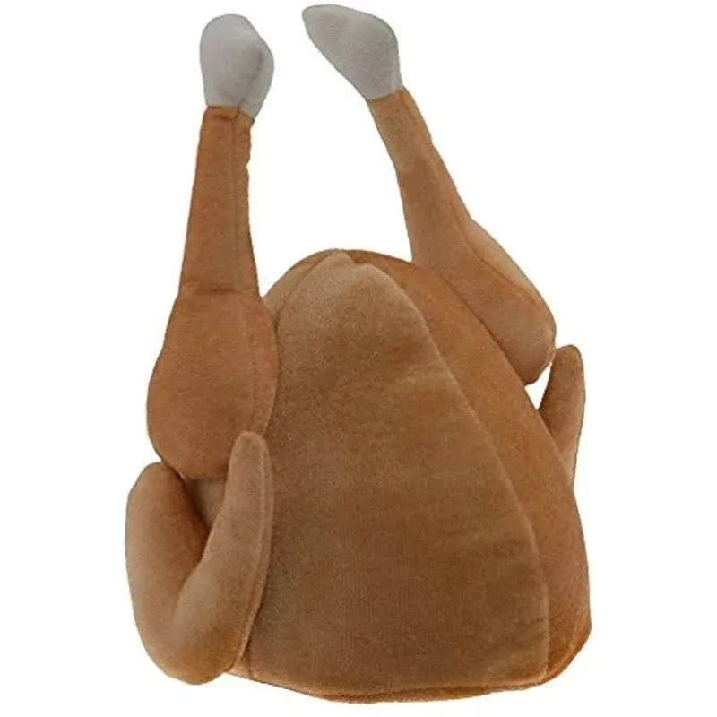 BinaryABC Thanksgiving Plush Turkey Hat,Roasted Turkey Hats,Thanksgiving Day Costume Party Accessory (Brown)