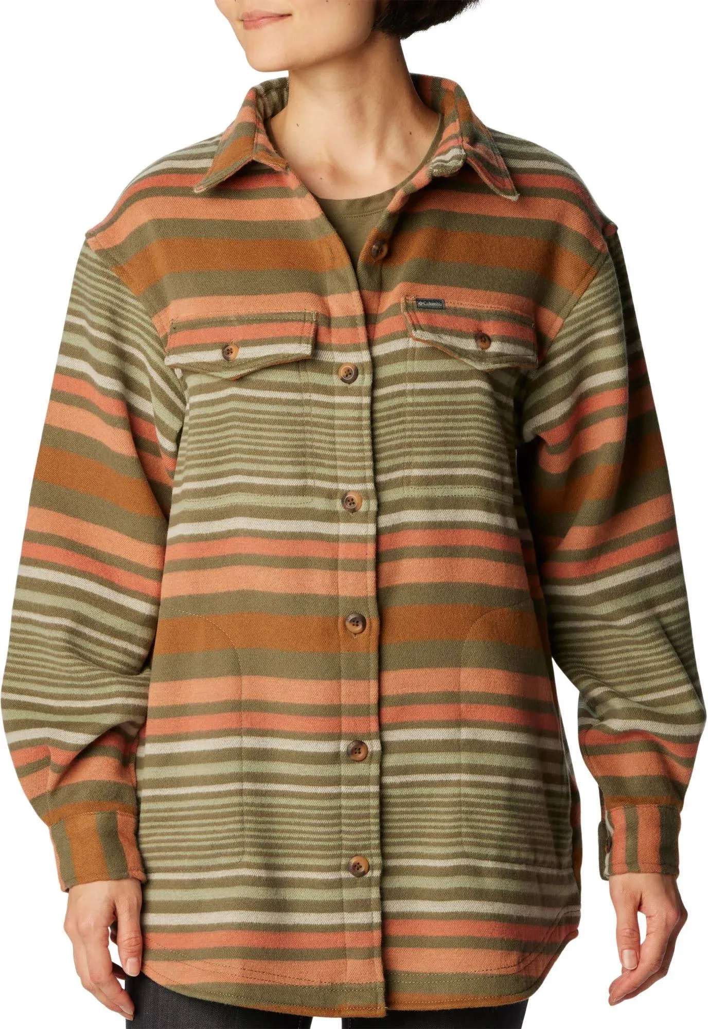 Columbia Women's Calico Basin Shirt Jacket, Small, Stone Green