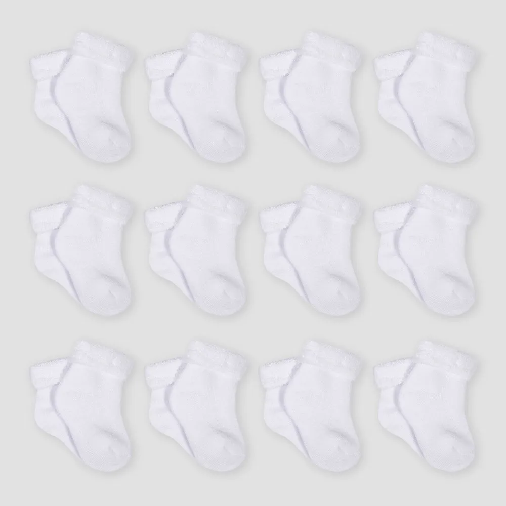 Gerber Baby 12-Pack White Terry Socks