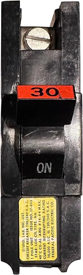 1- Federal Pacific FPE NA30 Stab-Lok Breaker NA130 Thick 30 Amp 1 Pole