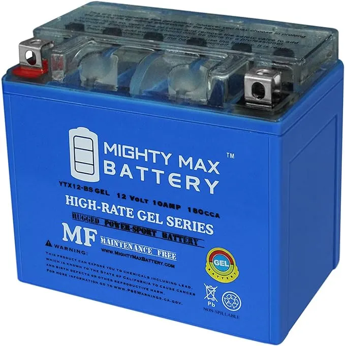 Mighty Max Battery YTX12-BS Gel Battery Replaces Kawasaki 300 KVF300 Brute Force 2018