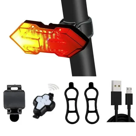 Wireless Remote Control Bike Turn Signals Taillight Waterproof Cool Night Lights USB Charging Riding Warning Light with RC